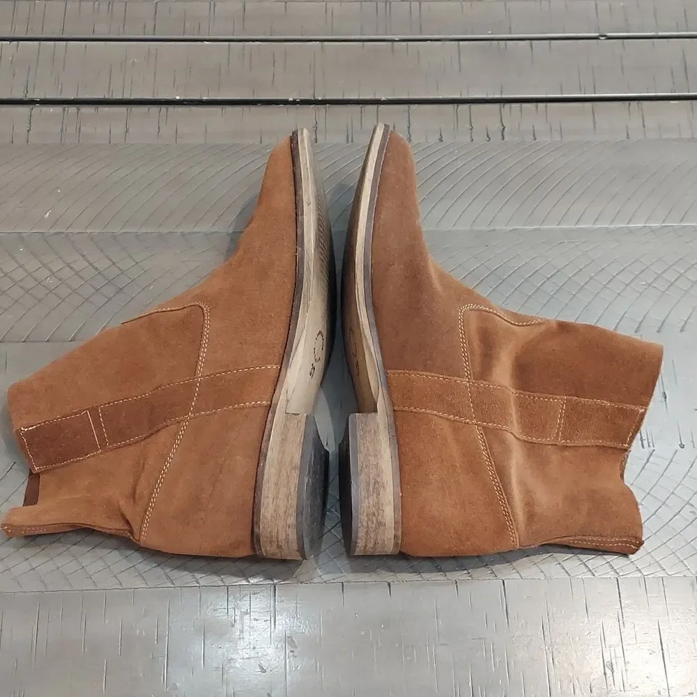 Sundance Catalog Caramel Slouchy Suede Pull-On Ankle Booties Sz 37